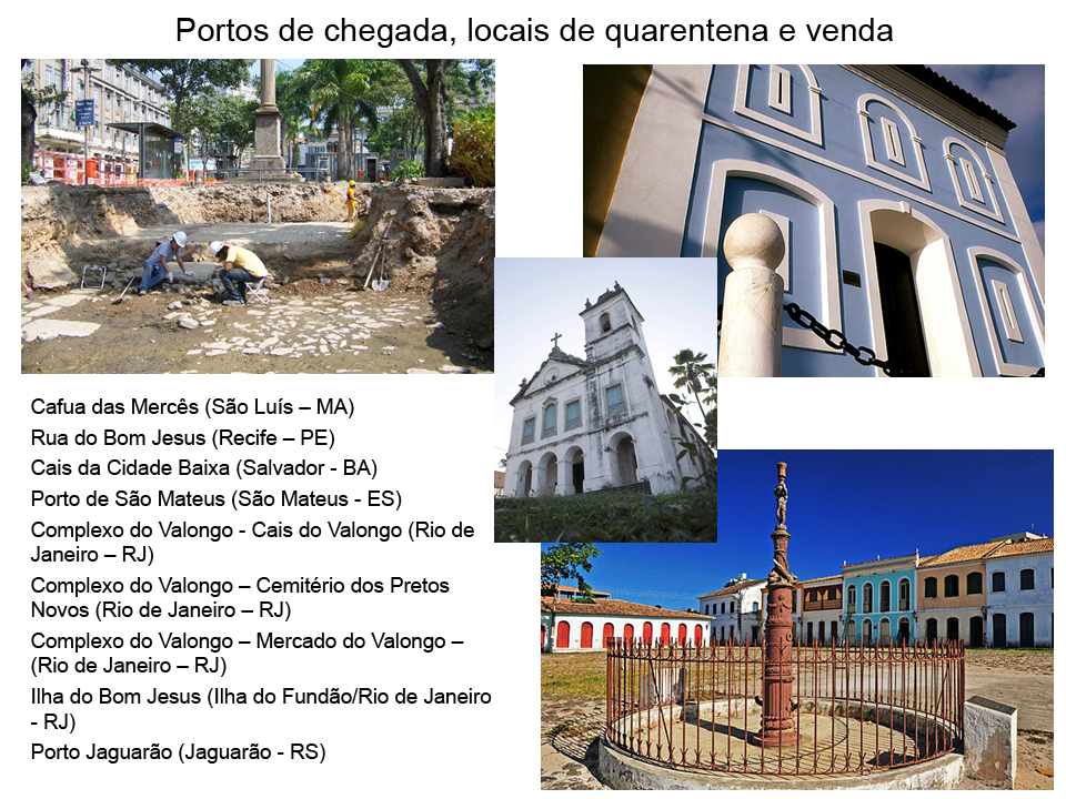 Portos de chegada, locais de quarentena e venda